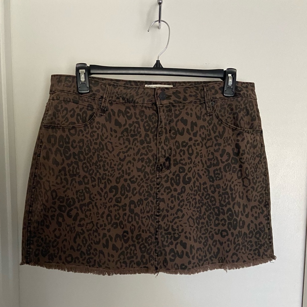 Mudd Animal Print Mini Skirt Brown Black Casual